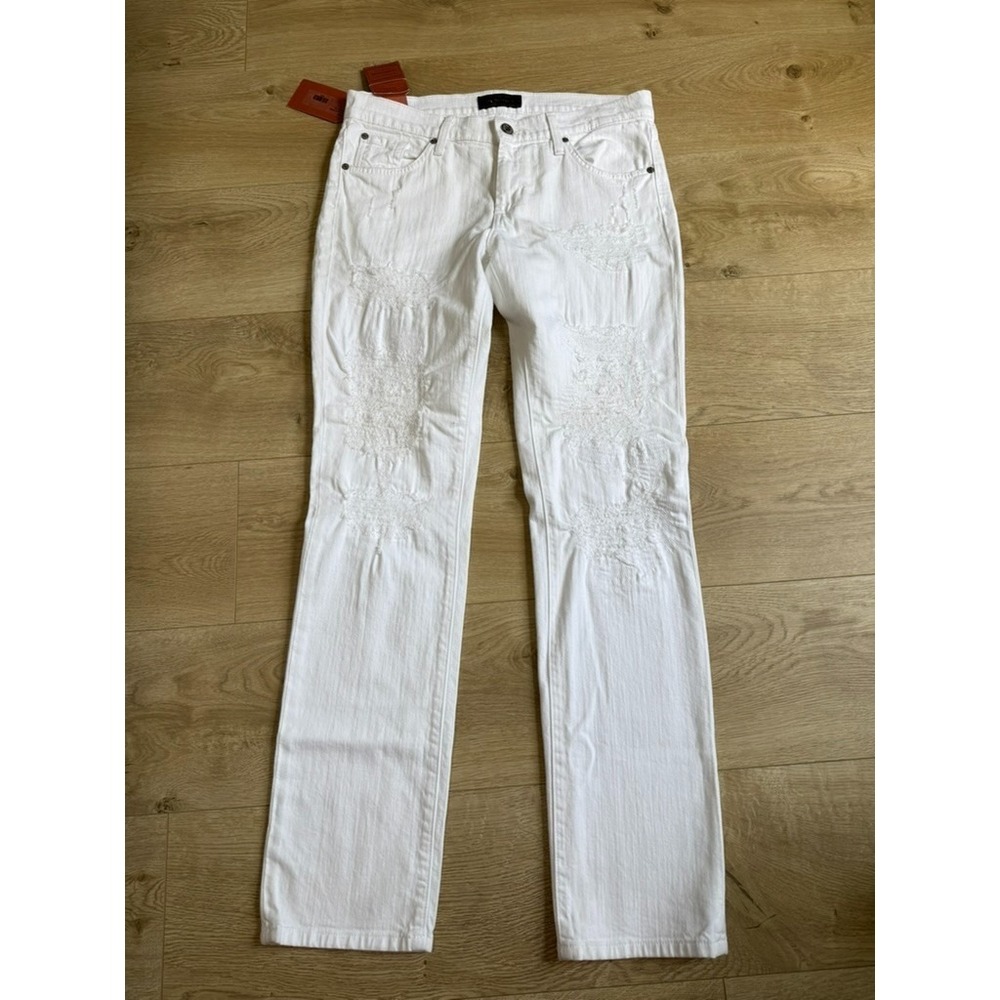 NWT Womens James Jeans Randi destroyed white distressed cigarette leg size 30x32
